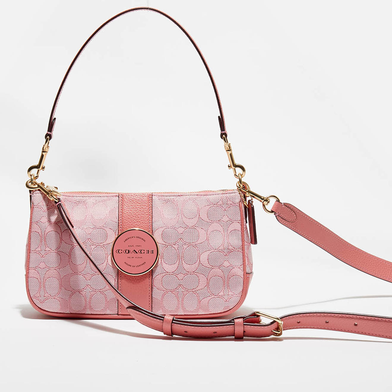 Coach Sac épaule Lonnie Baguette rose - 14.4x6.9x24.9 cm