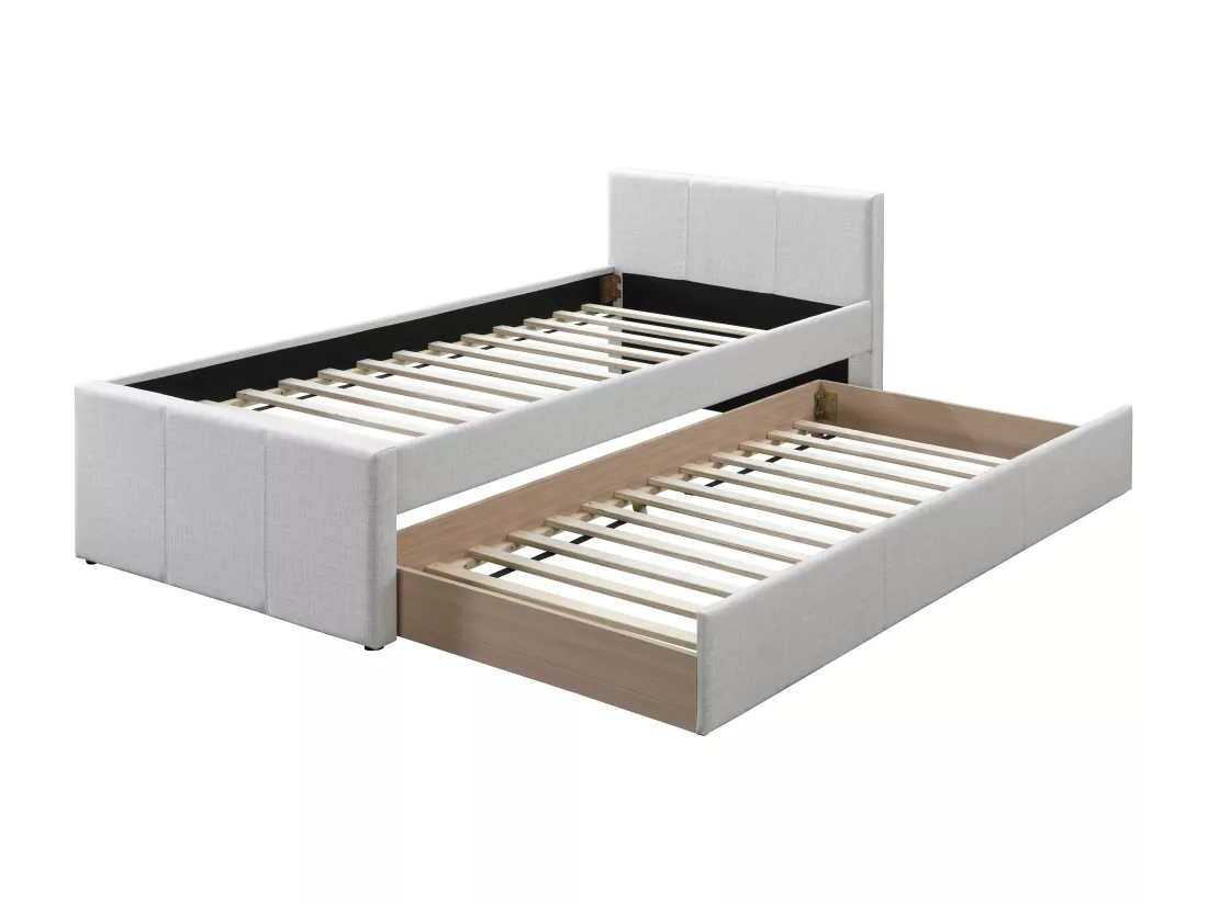 Lit gigogne 90 x 190 cm - Tissu - Beige - DORITALO