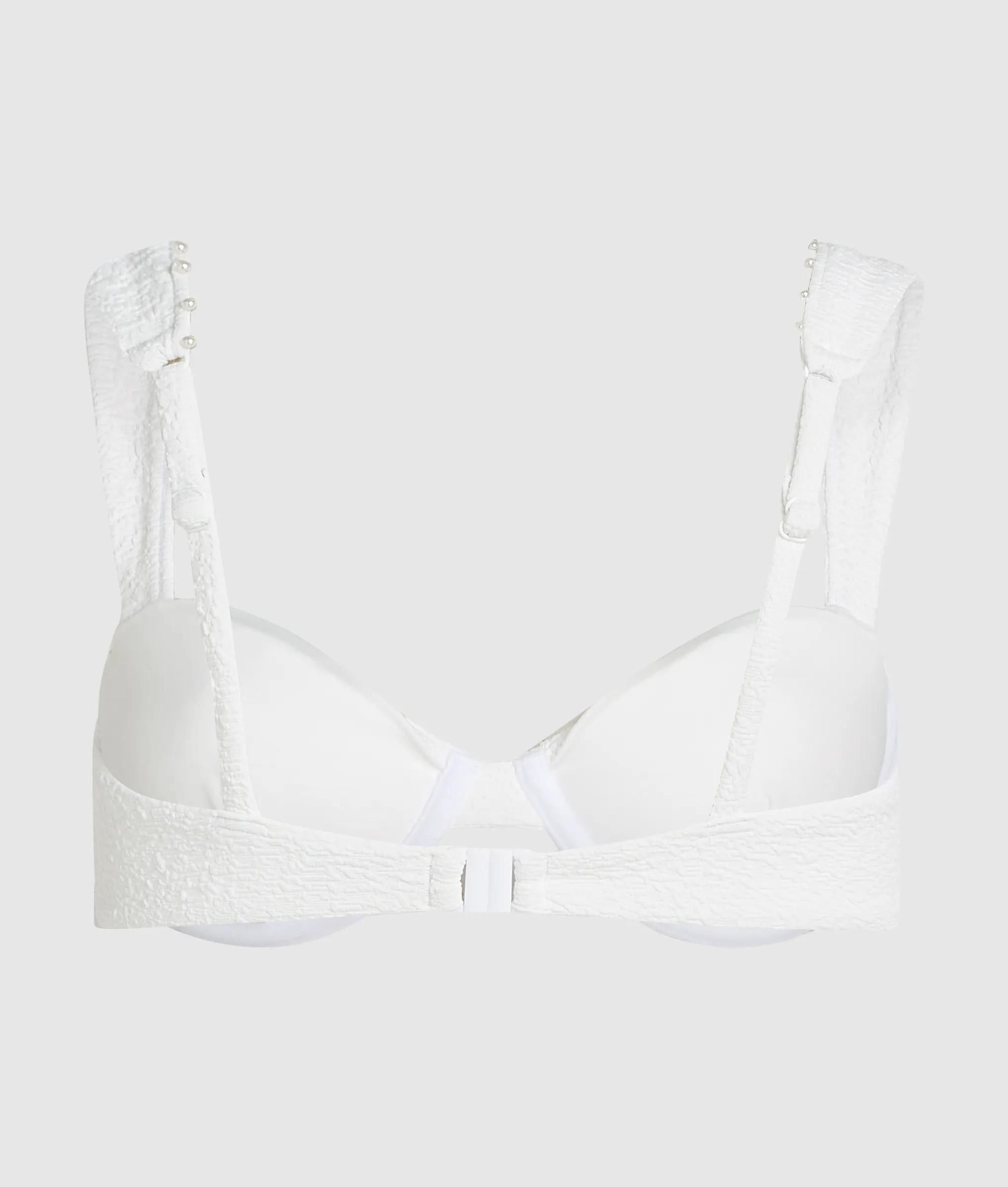 Bikinitop met textuur en beugel, gemaakt van imitatieparels.