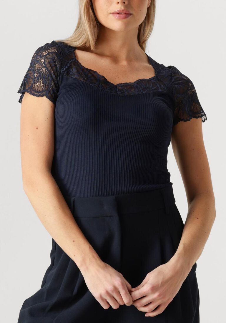 donkerblauwe rosemunde top beatha capsleeve