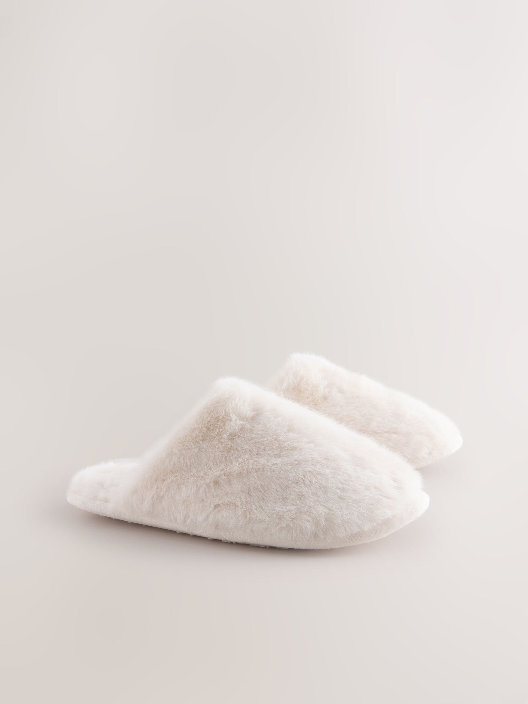 Ecru - Pantoffels met imitatiebont