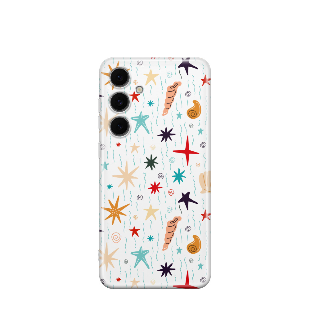 Samsung Galaxy S24 FE Gummi Hülle Meeresmuster - Weiss