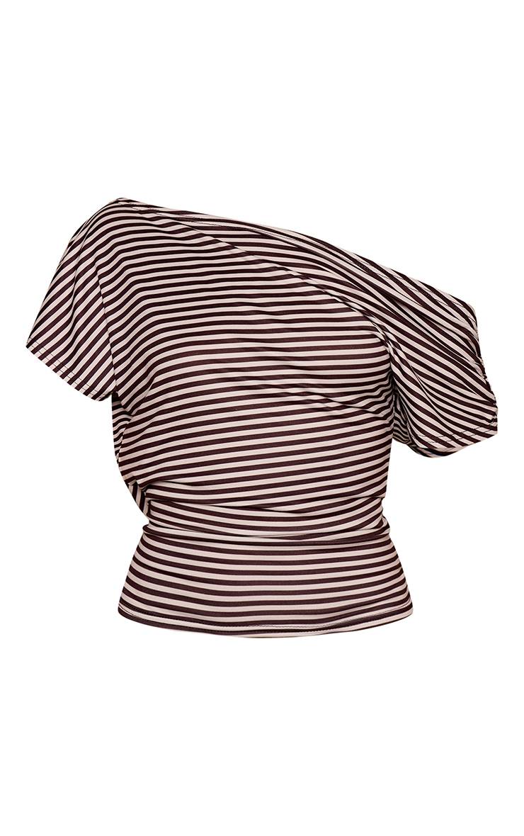 Monochrome Haut Asymétrique Ample En Jersey Rayé