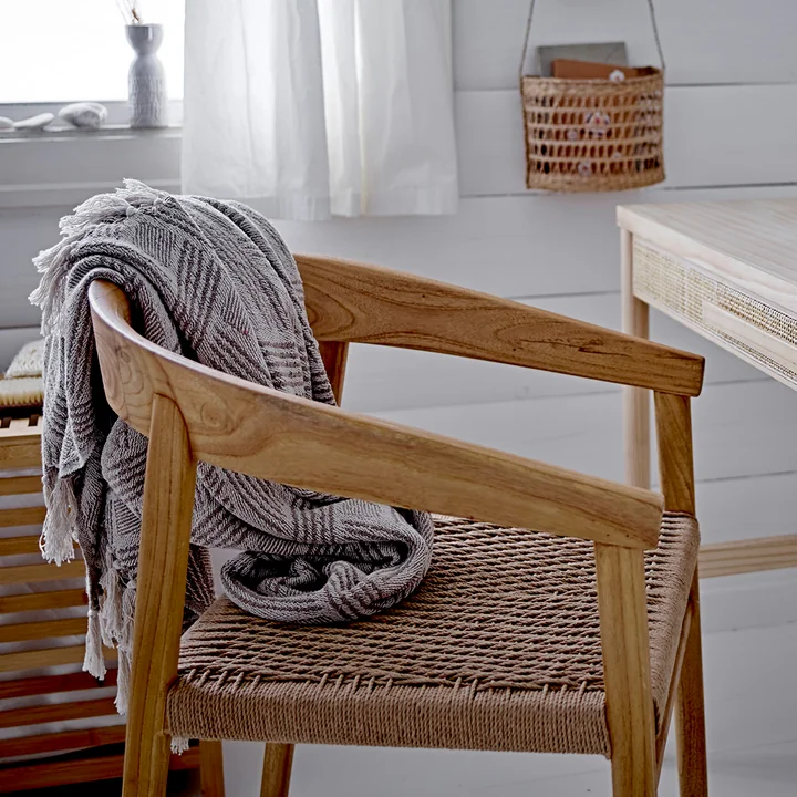 Bloomingville - Ghina Tagesdecke, 130 x 160 cm, beige / naturweiss