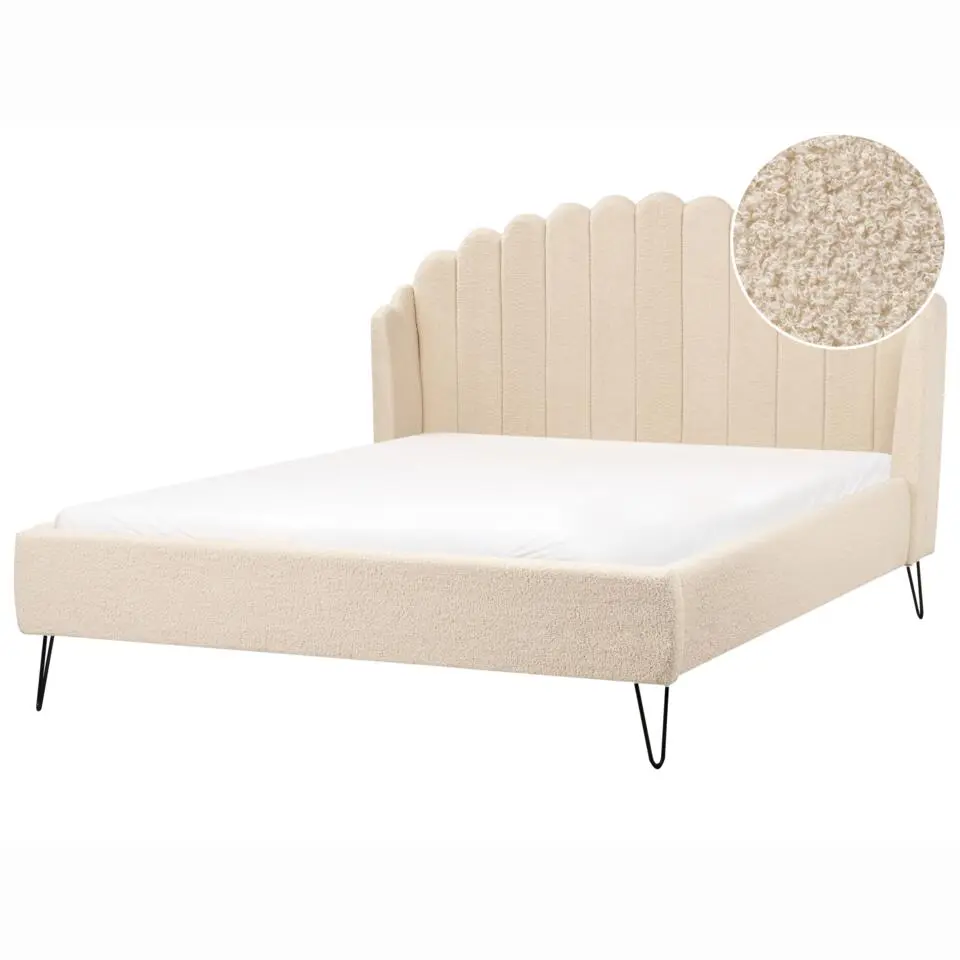 AMBILLOU - Tweepersoonsbed - Beige - 140 x 200 cm - Bouclé