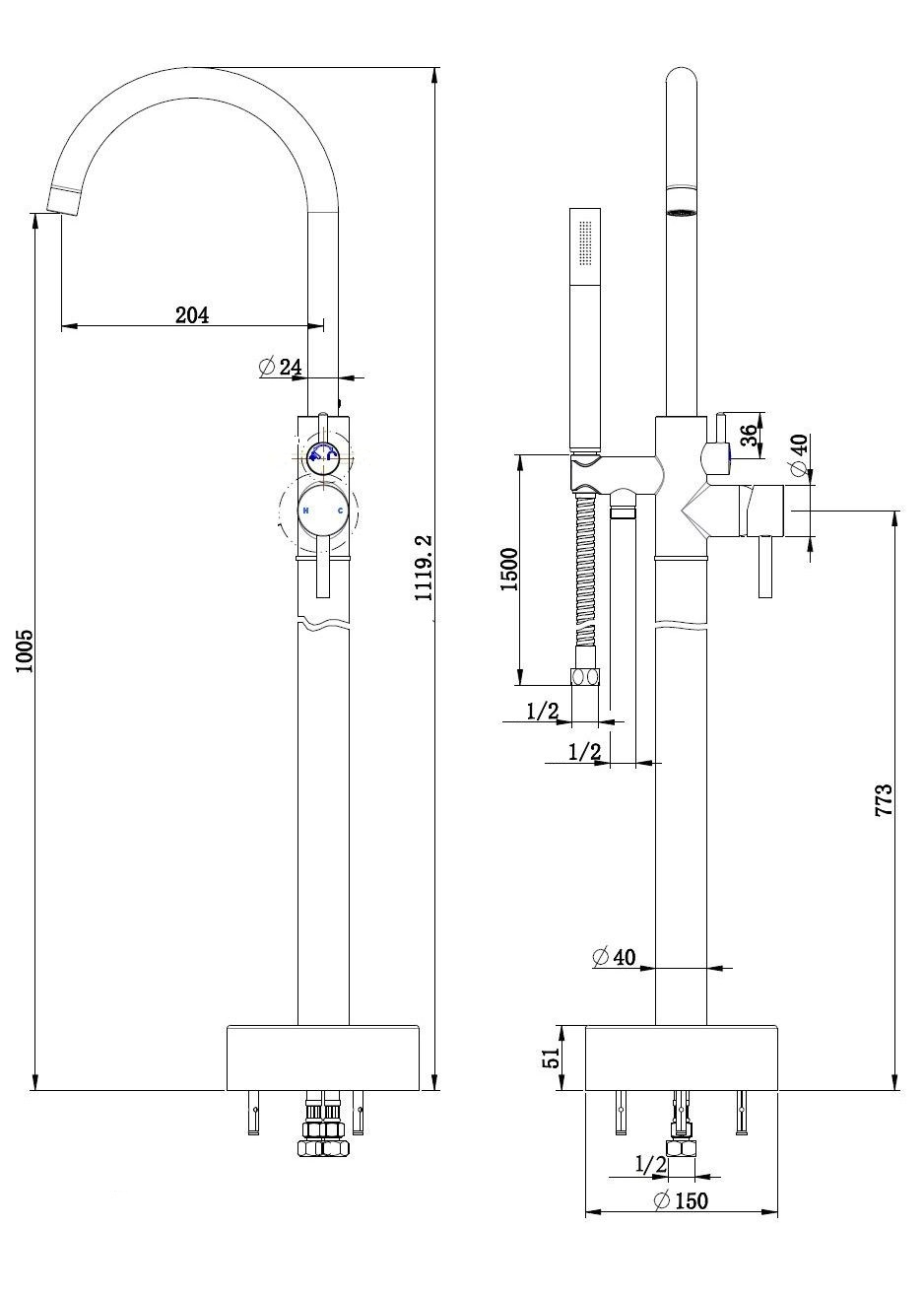 Best Design Nancy vrijstaande badkraan 120cm mat goud