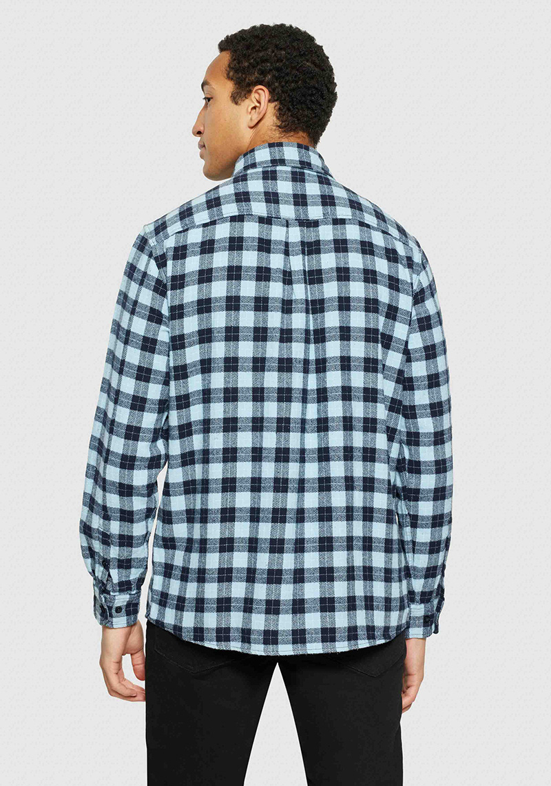 Knowledge Cotton Apparel Hemd Loose Checkered Shirt Blue Check