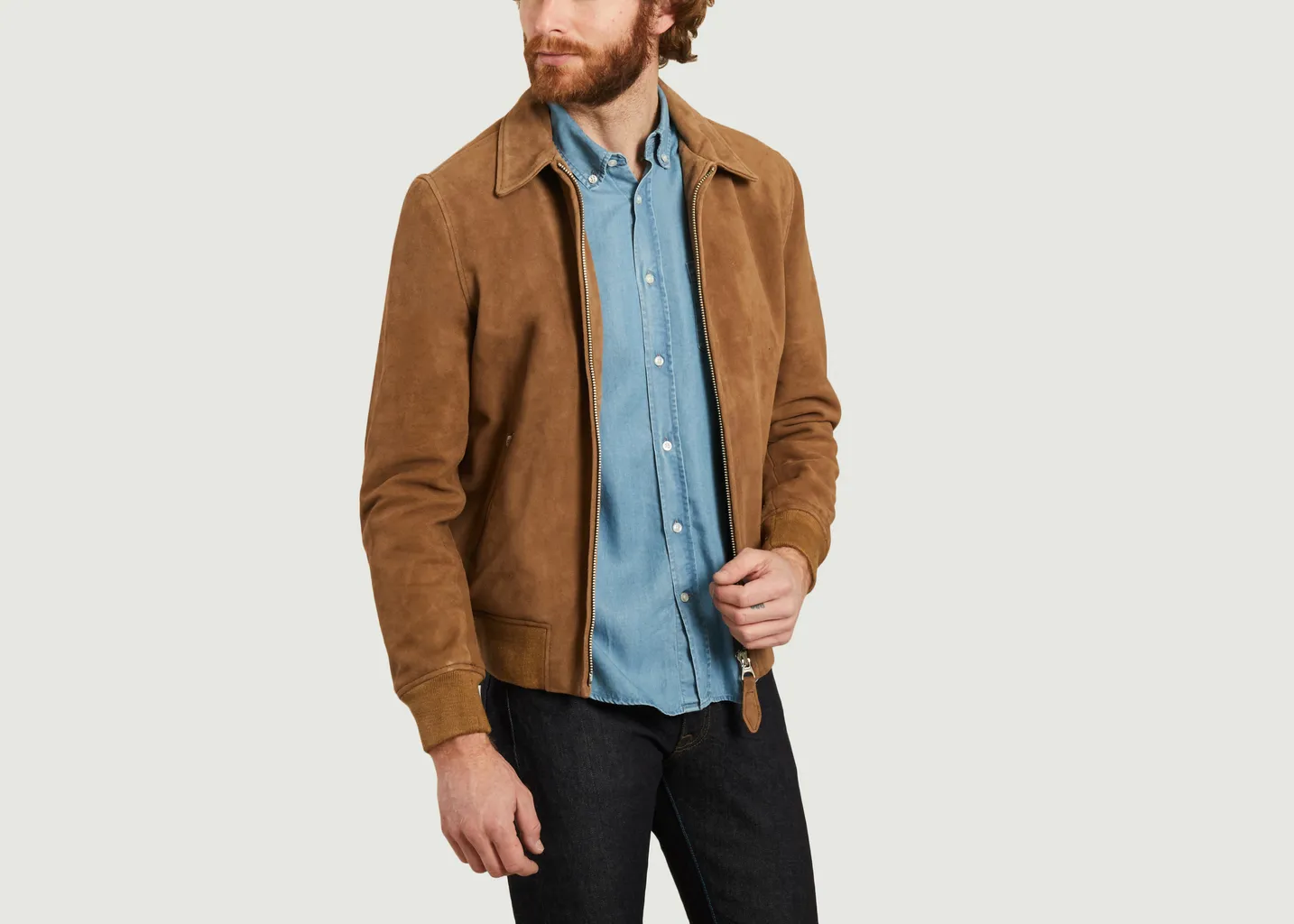 Blouson zippé en cuir velours Lcyaless Schott NYC