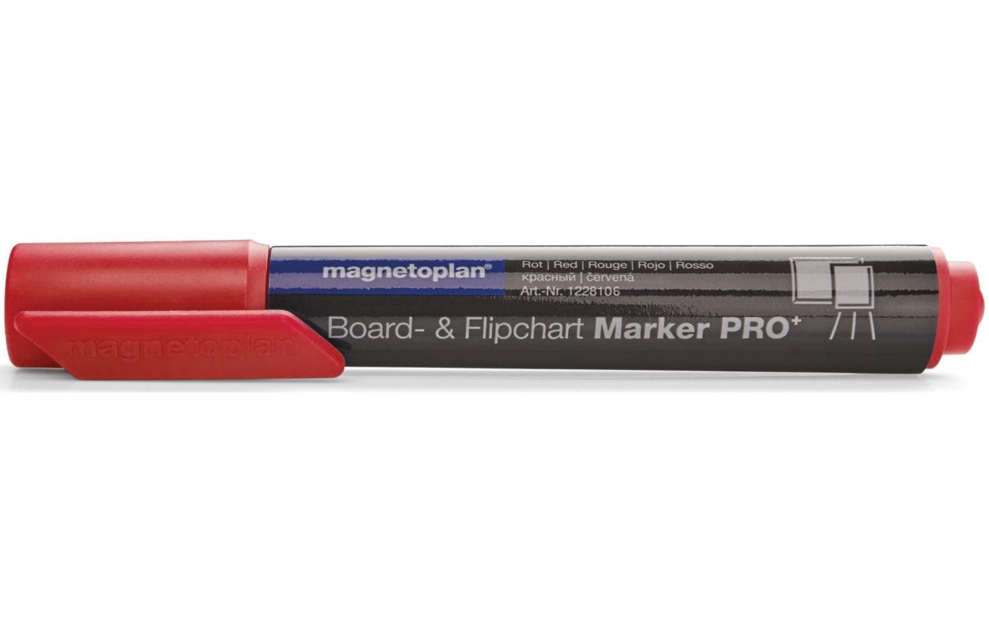 Flipchart-Marker Pro+ Rot, 4 StückMarker für trocken abwischbare Whiteboards, Glasboards und Flipchartpapier