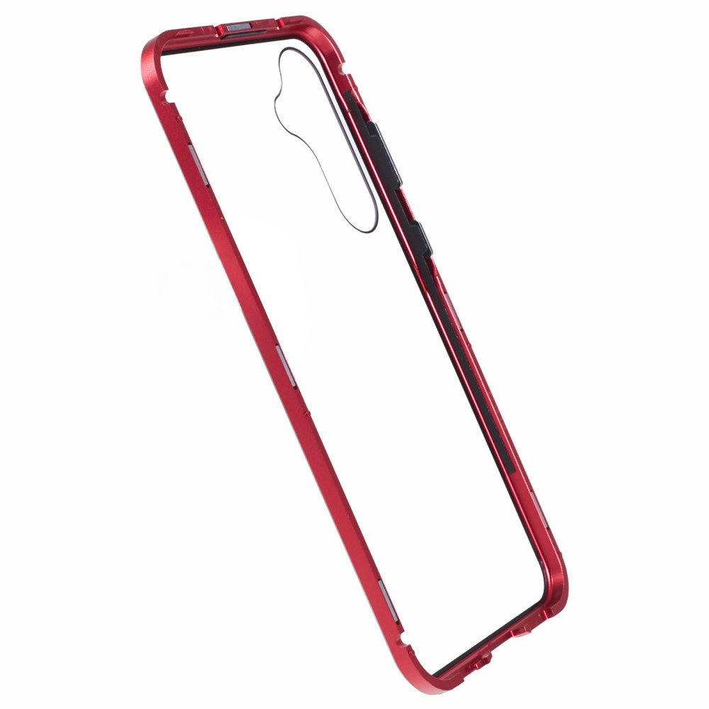 Samsung Galaxy A55 Magnetische Alu Schutzhülle mit Panzer Glas Backcover   Displayschutz (Magnet-Technologie) - Rot