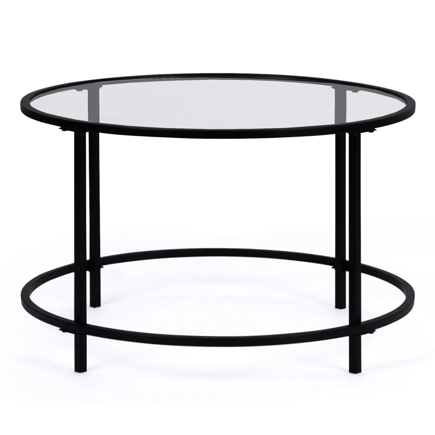 Table basse ronde MERANO 70 cm plateau en verre et pied métal