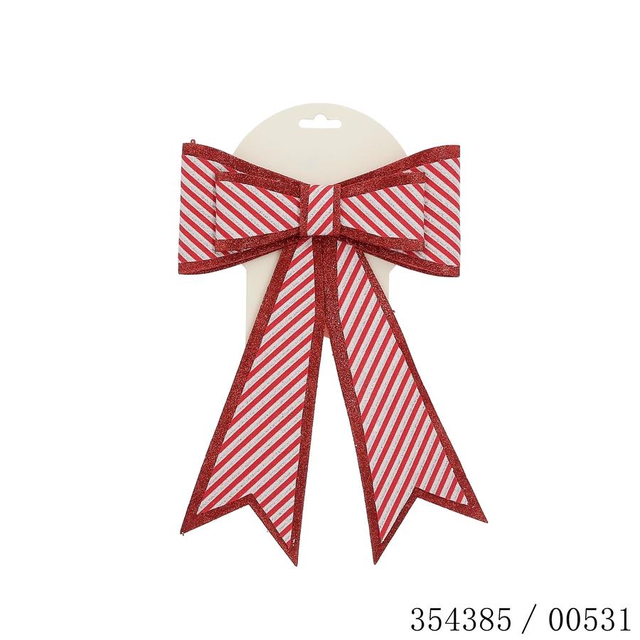 NOEUD 20X24CM STRIE ROUGE BLANC FEUTRE