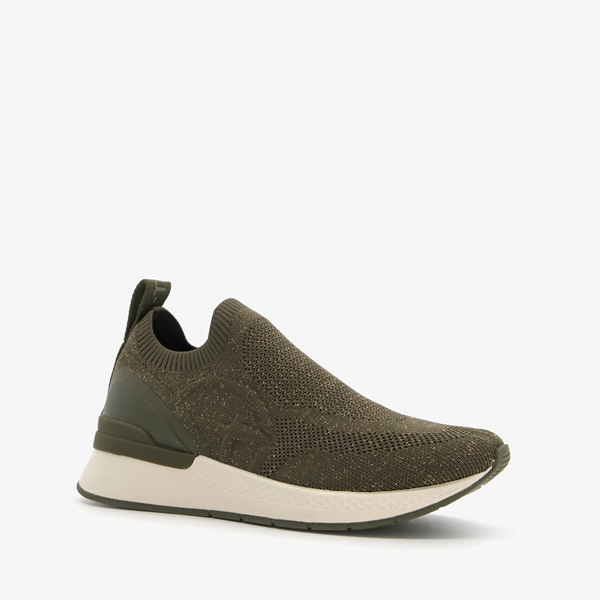Tamaris dames sneakers groen met glitters