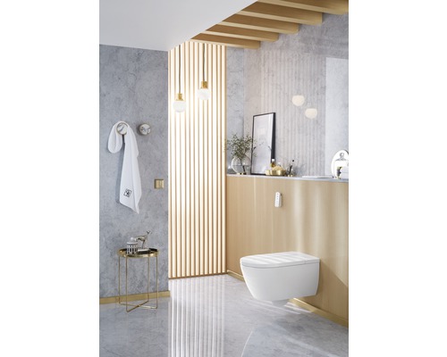 Villeroy & Boch ViClean-I 100 douchetoiletset, diepe spoeling, open rand, glanzend wit met coating, met toiletzitting V0E100R1