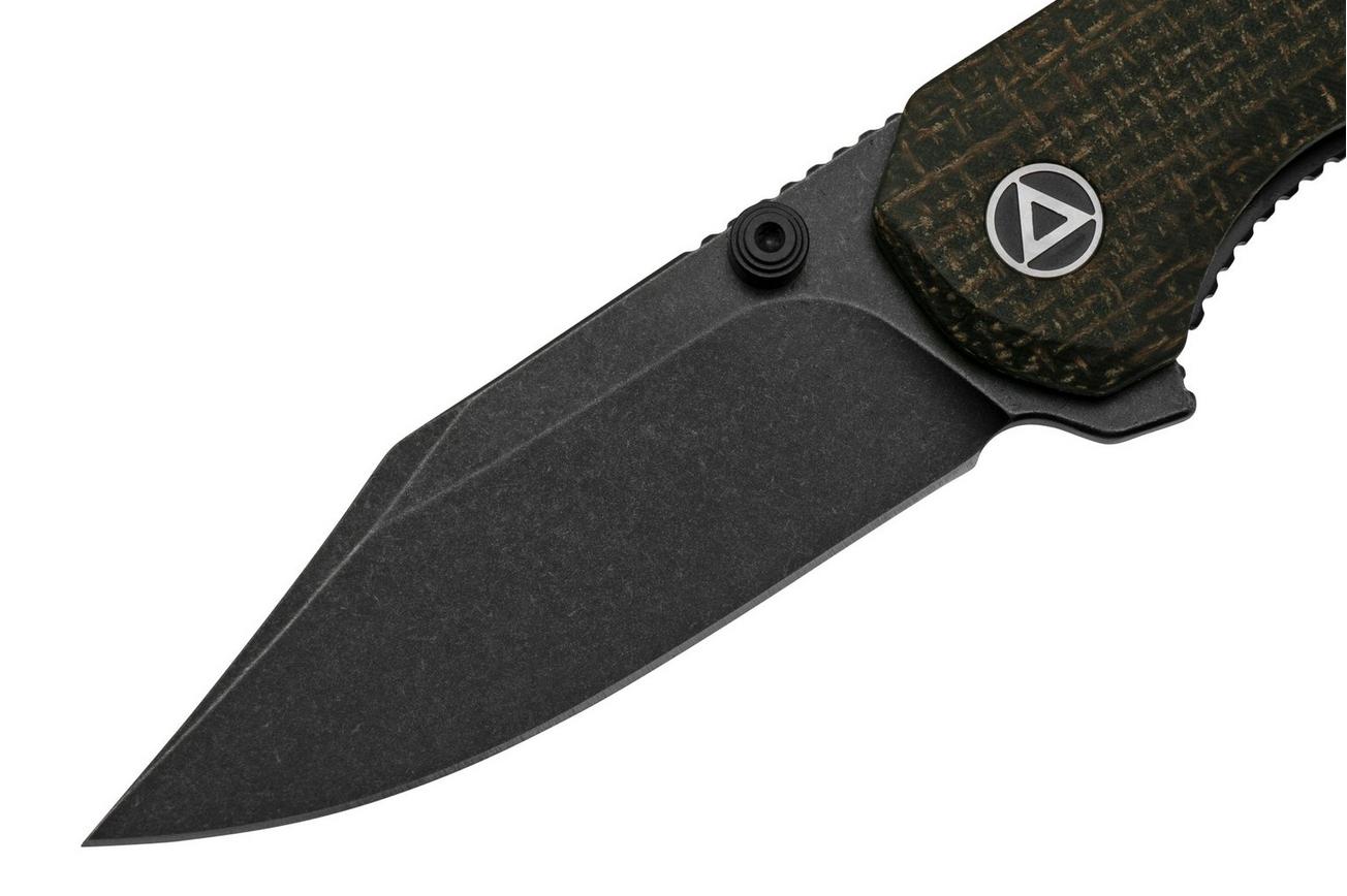 QSP Knife Kestrel QS145-A2 Blackwashed, Brown Micarta, zakmes