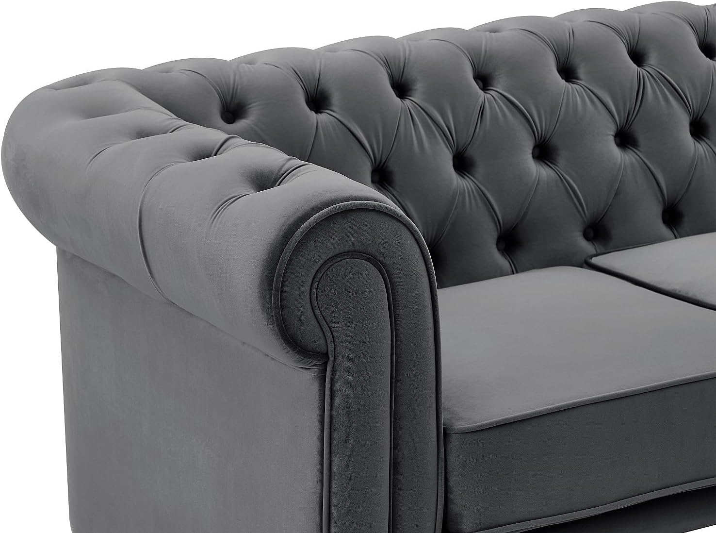 Vente-unique-Sofa 3-Sitzer & 2-Sitzer - Samt - Anthrazit - Chesterfield