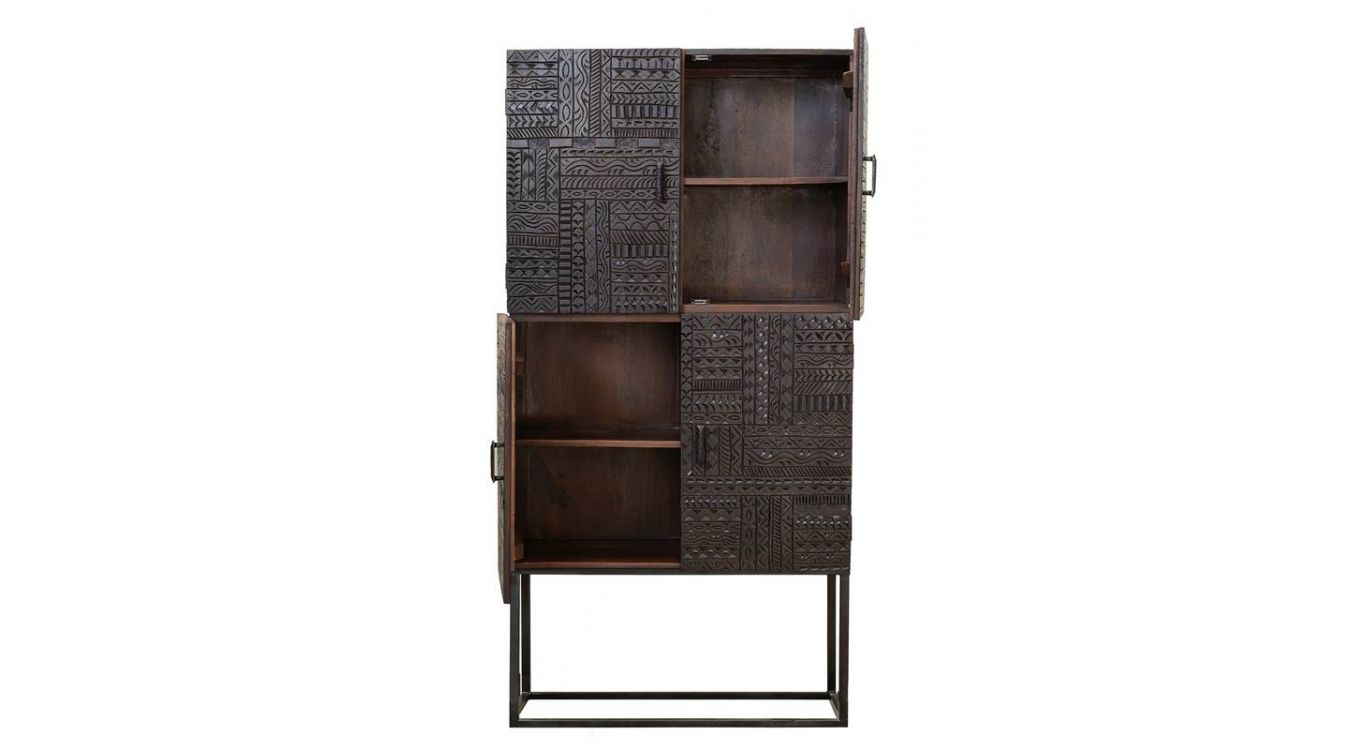 Bahut bois, fer marron 90x40x176cm - bois-fer