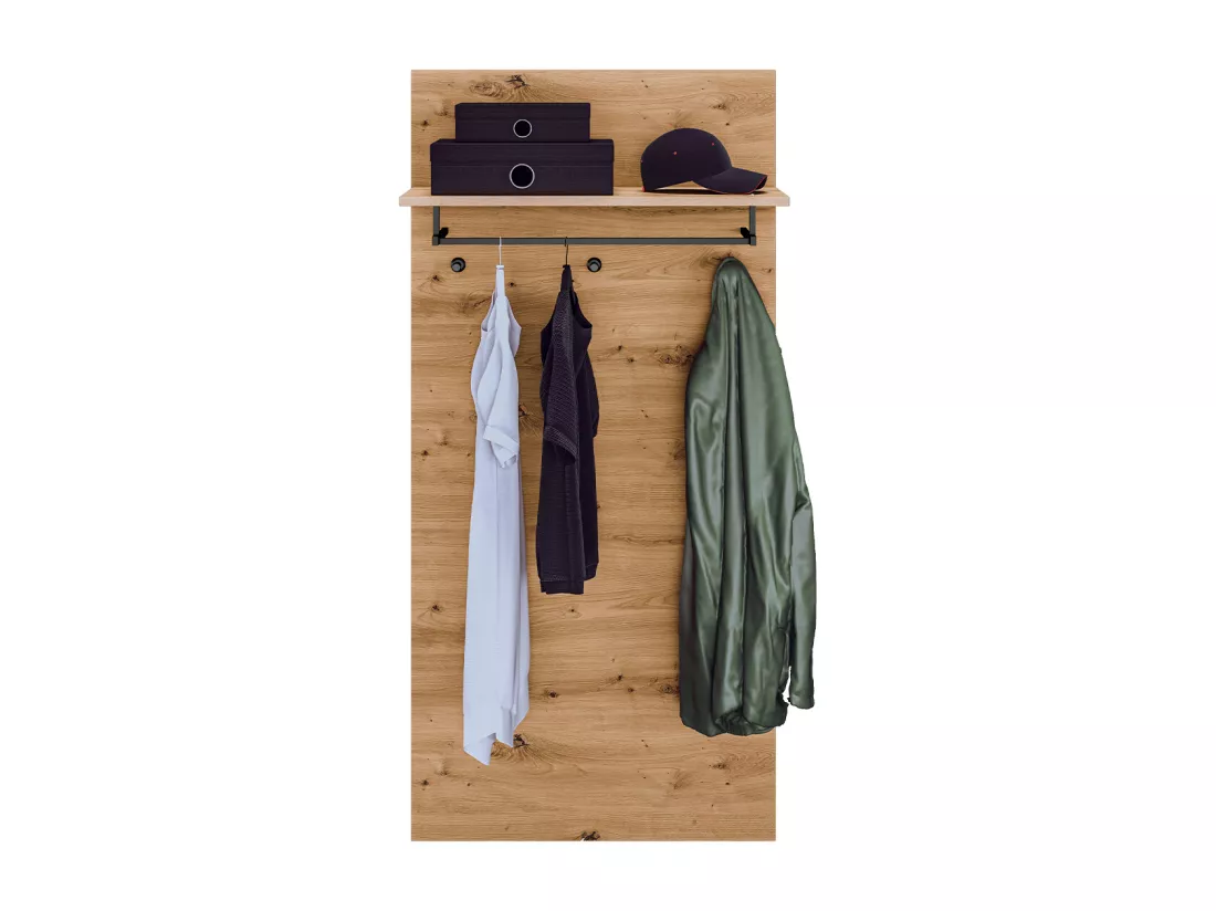 Porte-manteau mural 3 patères 1 étagère Liora Bois