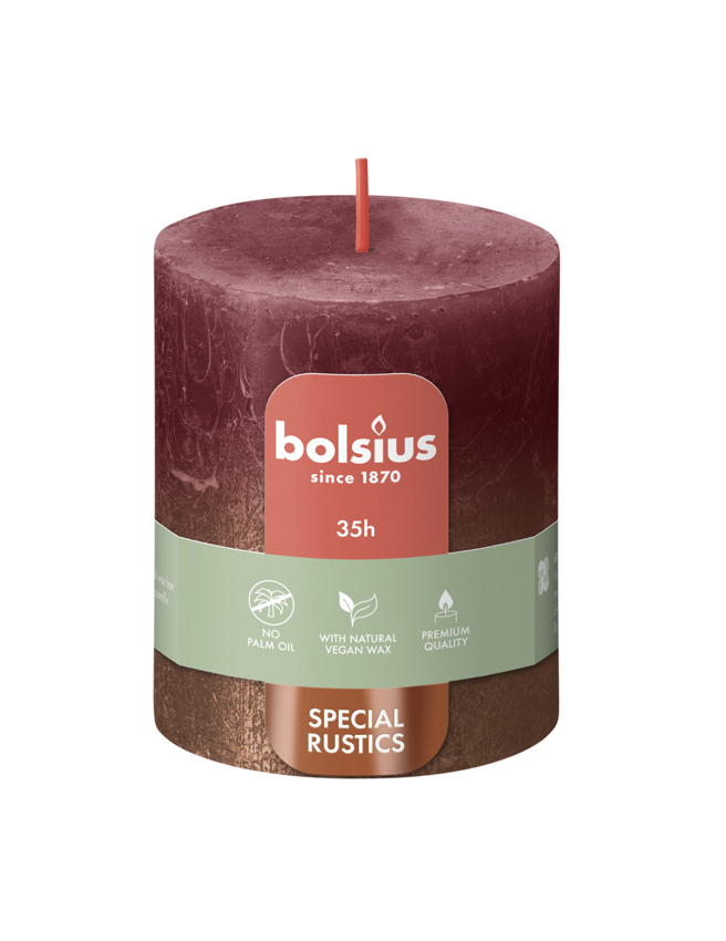 Bolsius Fading Metallic Rustiekkaars 80/68 Velvet Red + Copper (1 stuk)