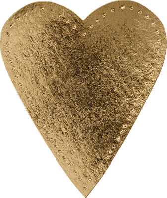 Hjerte - H 12 CM - B 10 CM - 350 G - Guld - 4 Stk