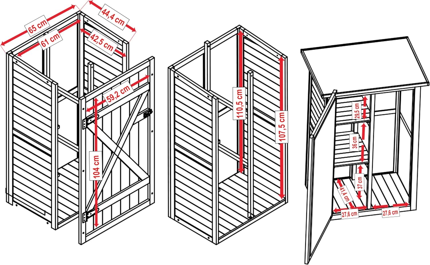HABAU Gartenschrank Flachdach, 3103, 75 x 56 x 117 cm, mit 2 Regalböden