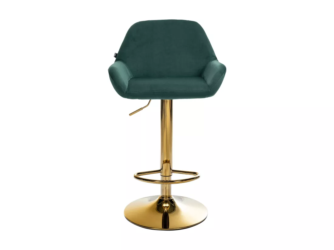 Lot de 2 Tabouret de bar - Velours & Métal - Vert foncé - Braga