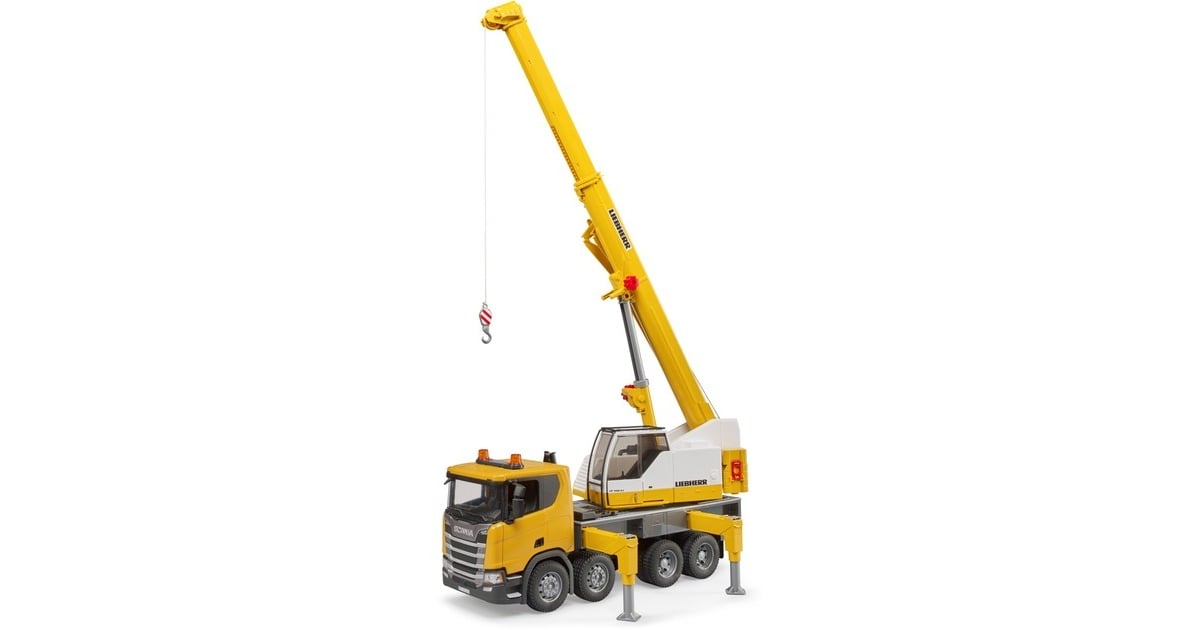 bruderScania Super 560R vrachtwagen met Liebherr hijskraan en licht en geluid Modelvoertuig  (03571)