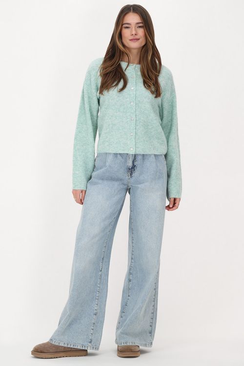 Mintgroen knitted vestje met kleine knoopjes