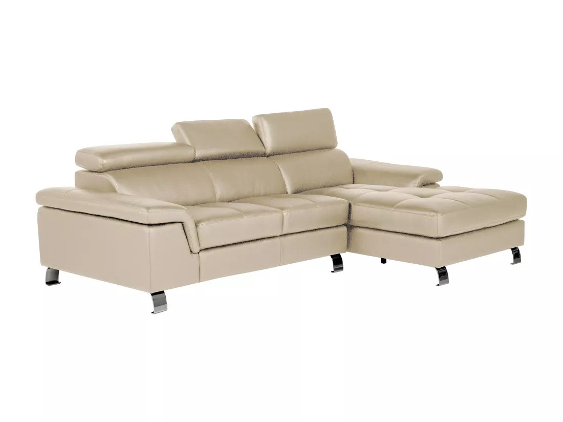 Canapé d'angle cuir MISHIMA - Taupe - Angle droit