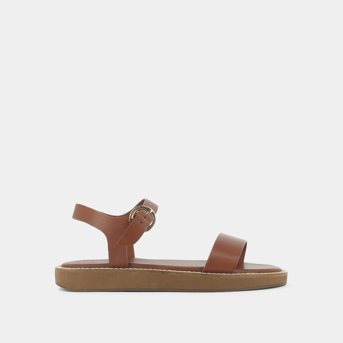 Sandales à plateforme  en cuir cognac