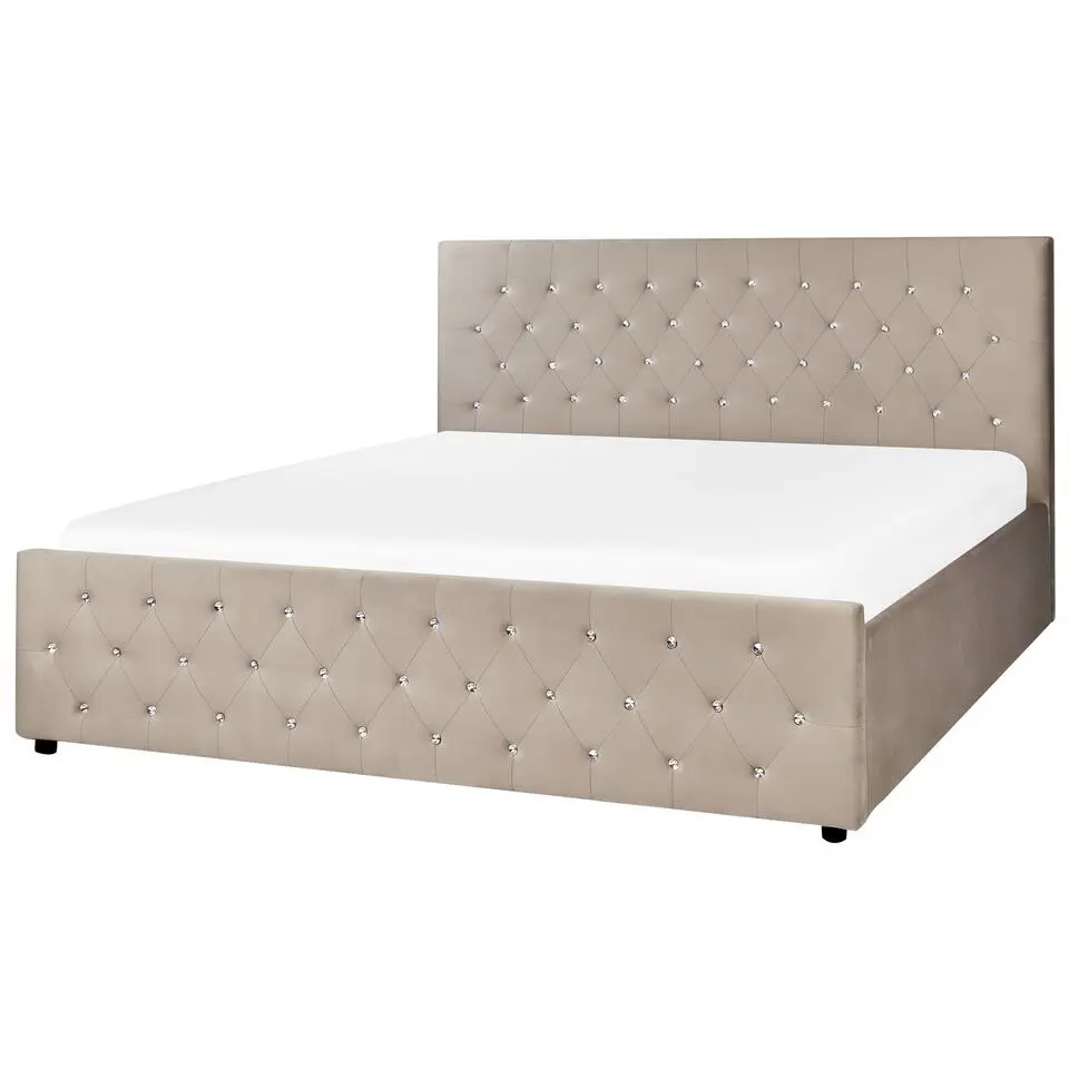 AMIENS - Bed met opbergruimte - Taupe - 180 x 200 cm - Fluweel