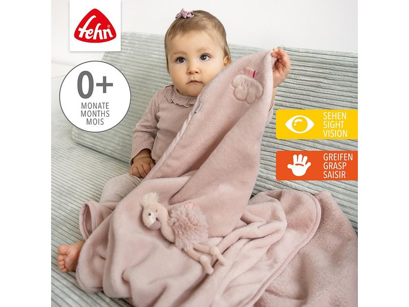 fehn Geschenkset Kuscheldecke Flamingo Kuschelige Schmusedecke für Babys und Kleinkinder
