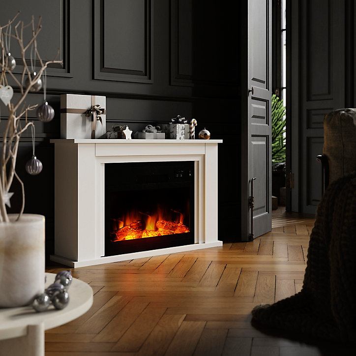Cadre d'habillage de foyer pour insert GoodHome RLF-M2 blanc