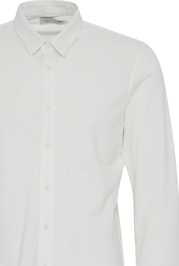 Casual Friday CFARTHUR LS BU jersey piquet shirt Snow white
