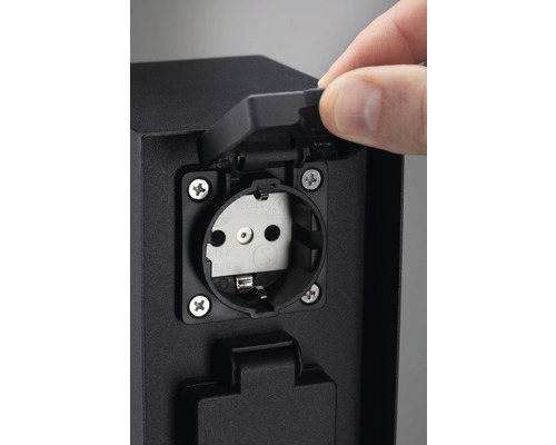 Dubbele tuinstopcontact, antraciet, met timer, H 230 mm