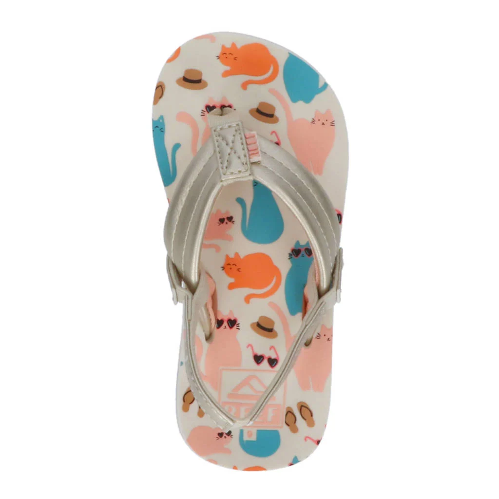 Reef Little Ahiteenslippers met hielbandje goud