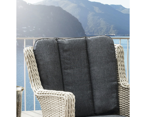 Luna balkonset, fauteuil en Casa voetenbank, vintage Destiny polyrotan aluminium, 1-zits, 2-delig, wit