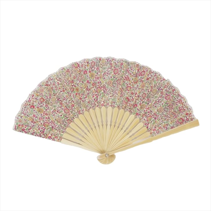 K.ONISHI - Ripple Folding Fan 20cm (Bloem/Roze)