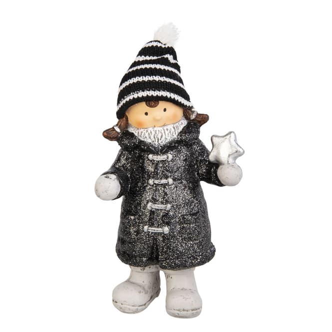 Winterkind - schwarz/silber - ca. 10 x 7,5 x 18 cm - 1 Stück