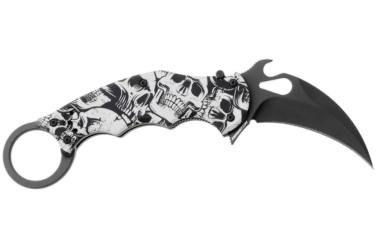 Fox FX-599 ALB-3 The End, Black Idroglider Böhler N690Co, Engraved Aluminum, karambitmes