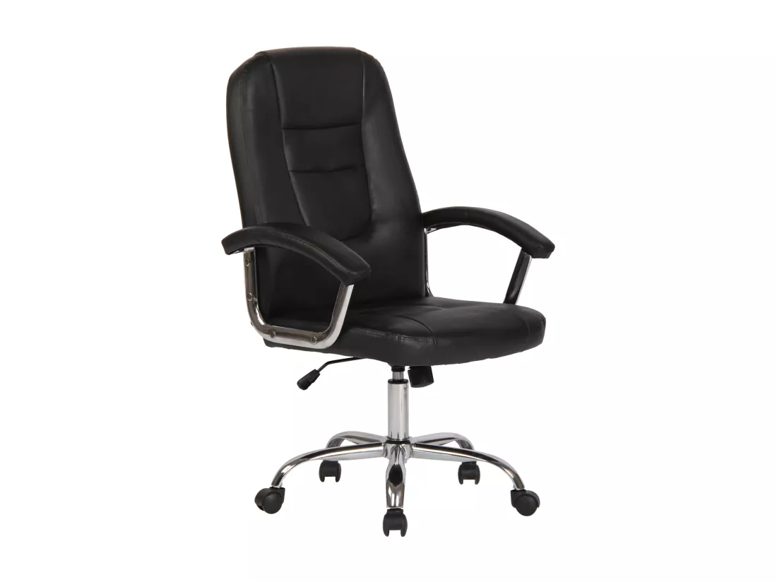 Chaise de bureau - Similicuir & Métal chromé - Noir - Reedville