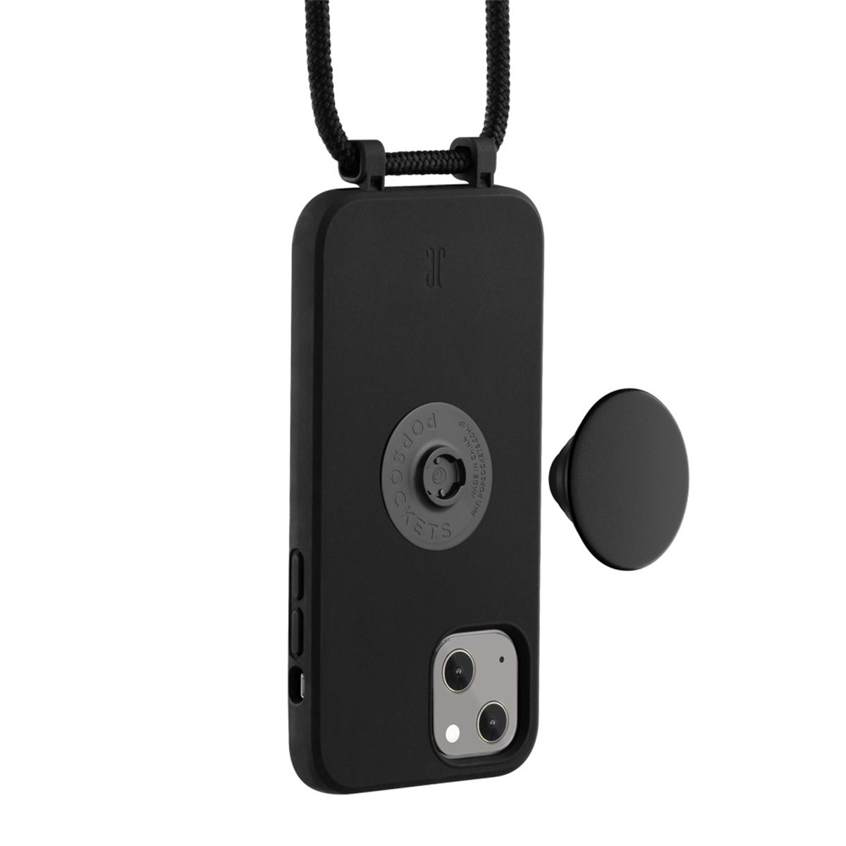 (by Just Elegance) iPhone 13 PopGrip 3in1 Necklace Gummi Hülle   Handykette (150cm)   PopSockets (30129) - Schwarz