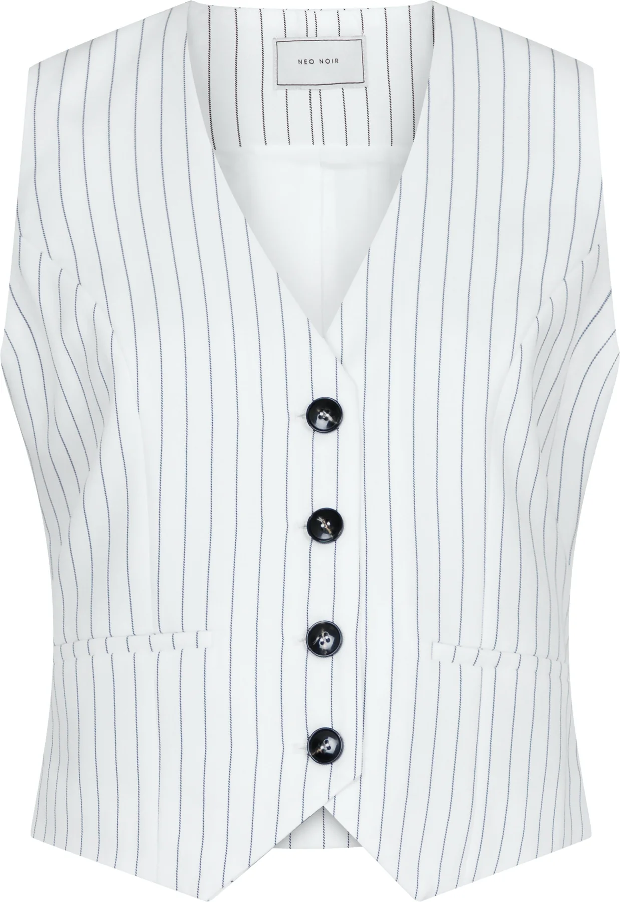 Neo Noir Vendetta Pinstripe Waistcoat white