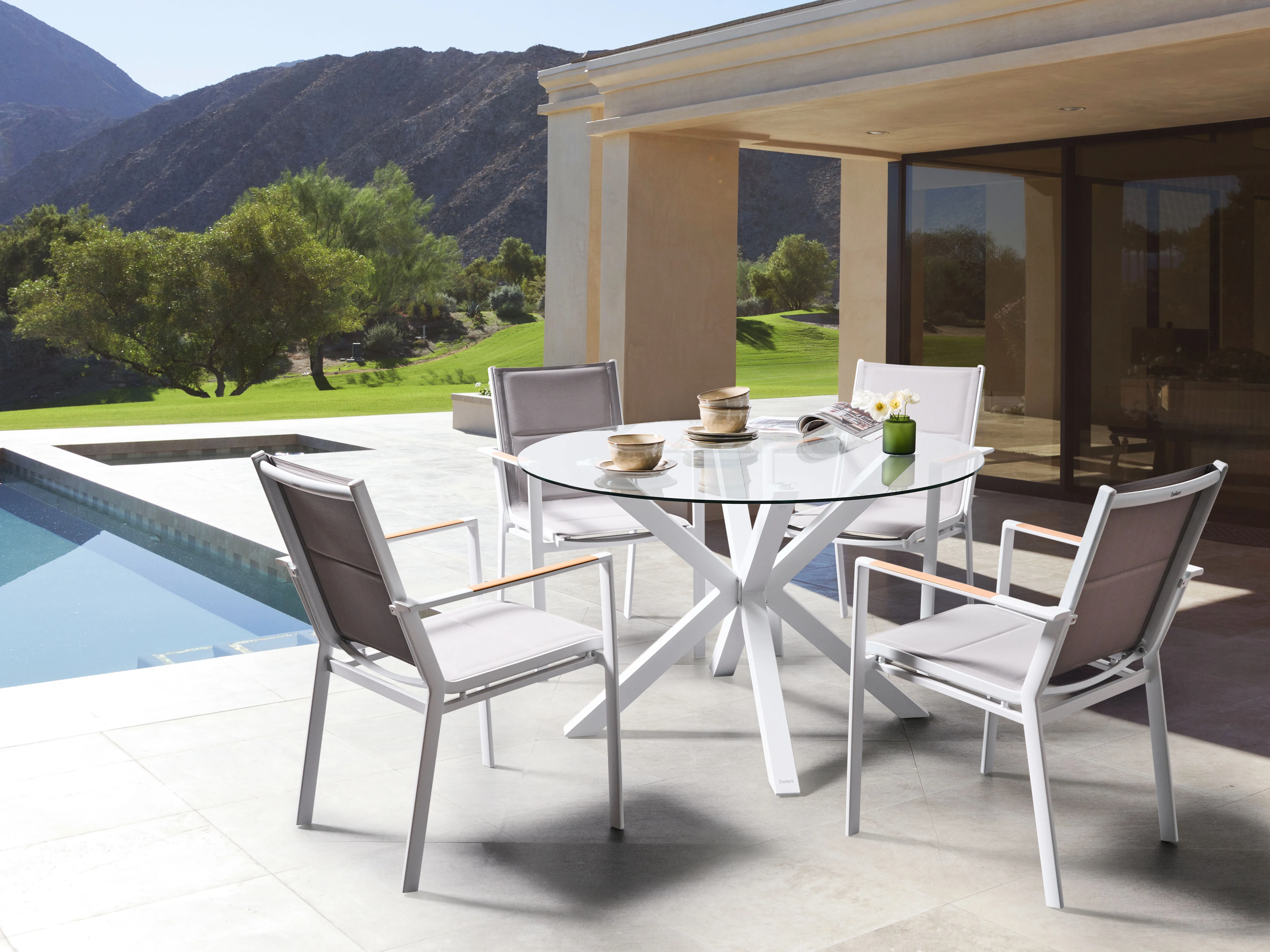 Tuin eettafel MALETTO 120 cm 120 cm Glas Wit