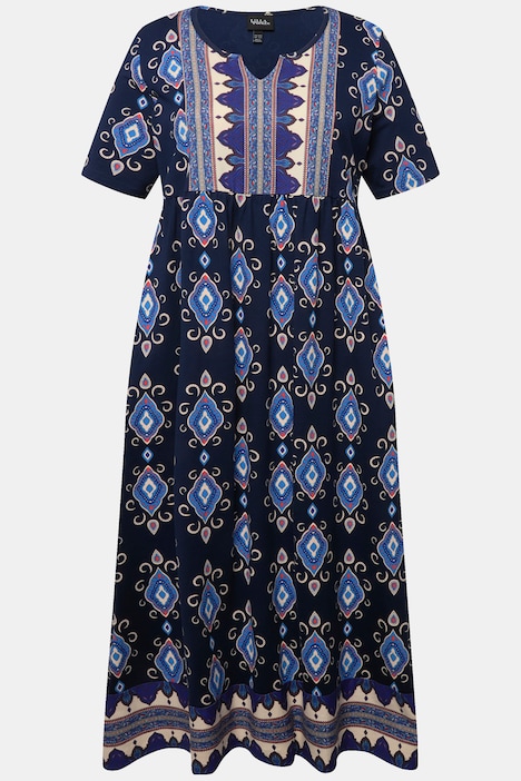 Midikleid, A-Linie, Tunika-Ausschnitt, Halbarm