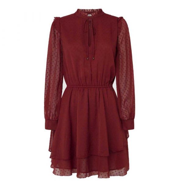 Pepe Jeans Vestido Curto De Manga Comprida Pl953612 Burnt Red XL