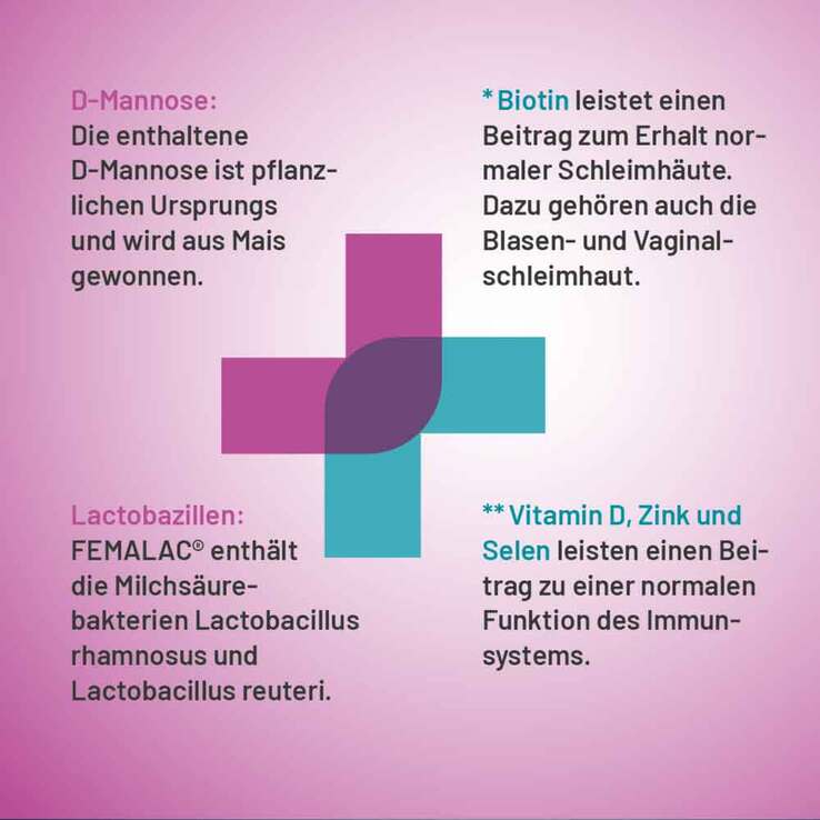 Femalac D-Mannose + Lactobazillen Pulver zur H.e.L.z.E., 10 St
