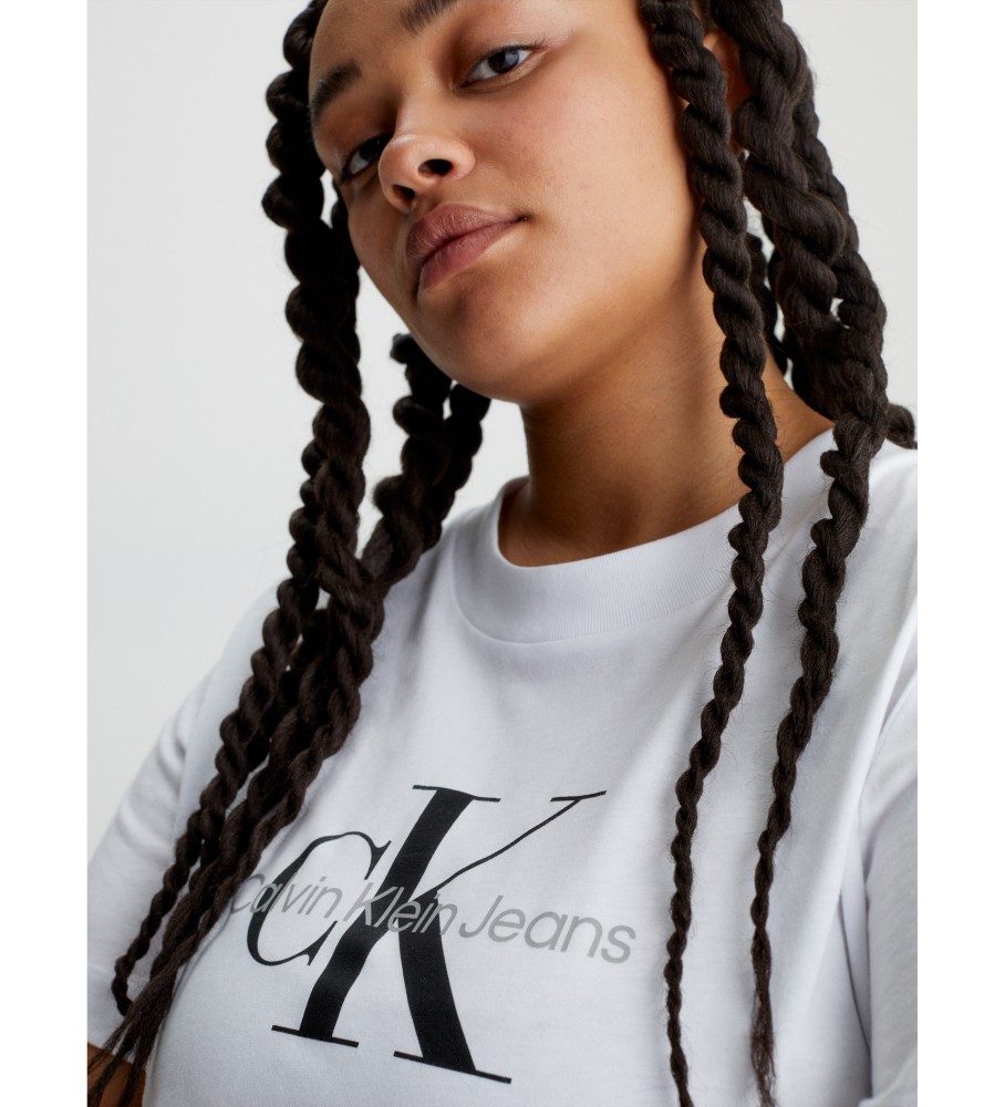 Camiseta Calvin Klein Jeans Plus Size Monograma branca