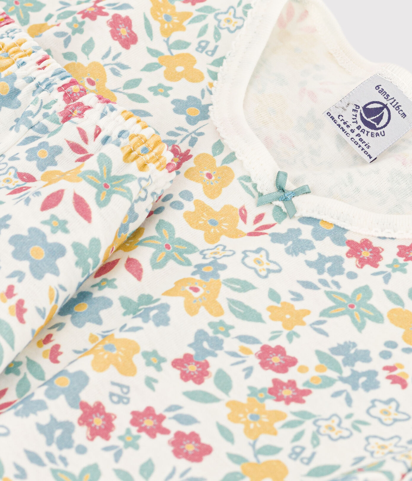 Pyjacourt fleurs en coton petite fille