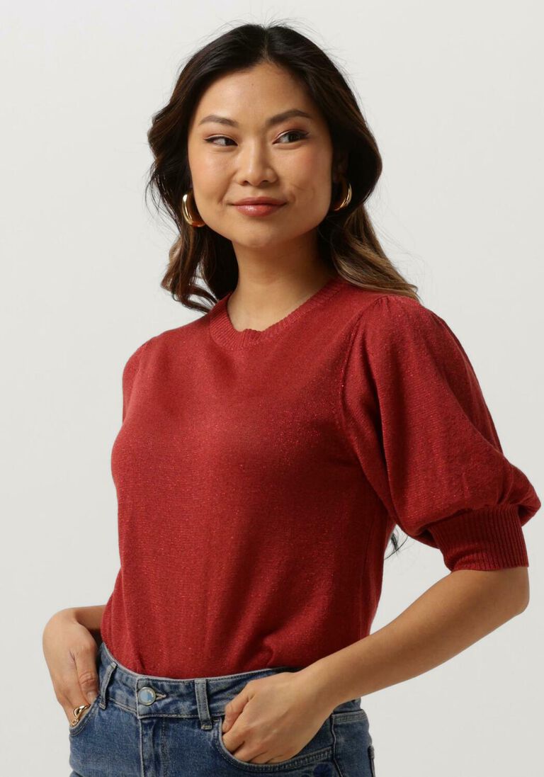 MINUS rode minus top liva puff sleeve metallic knit pullover